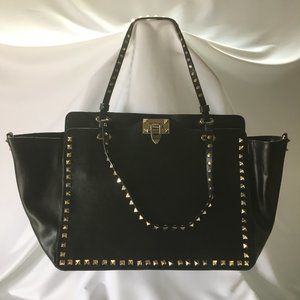 Valentino Rockstud Leather Tote - Black